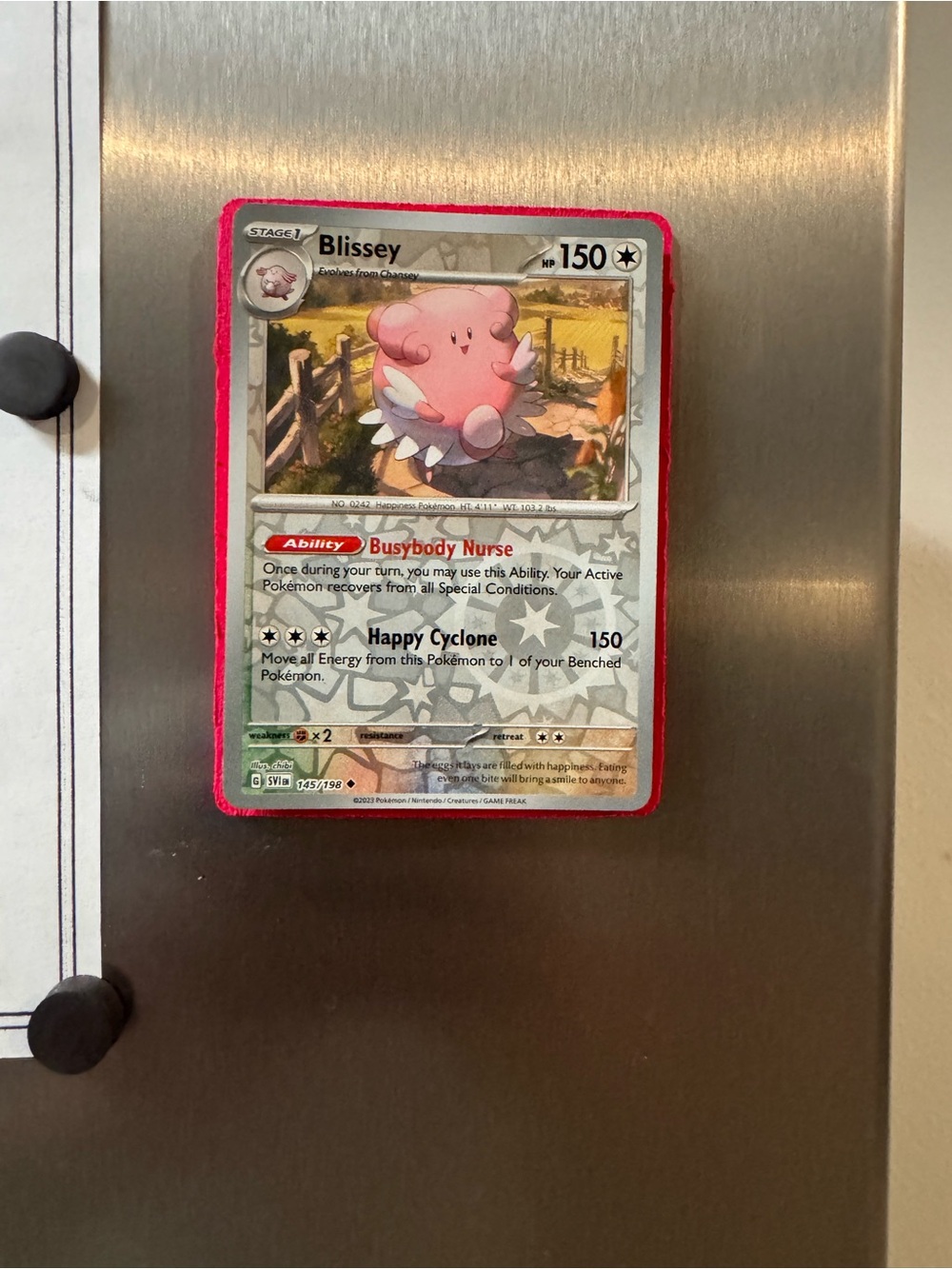 Handmade Pokémon Blissey Trading Card Fridge Magnet | Genuine Pokémon Card Decor
